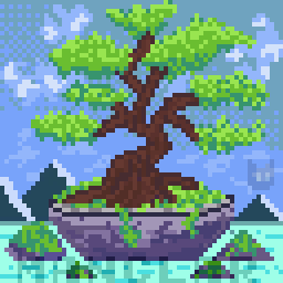 Bonsai on secret garden, nft art maded by me.