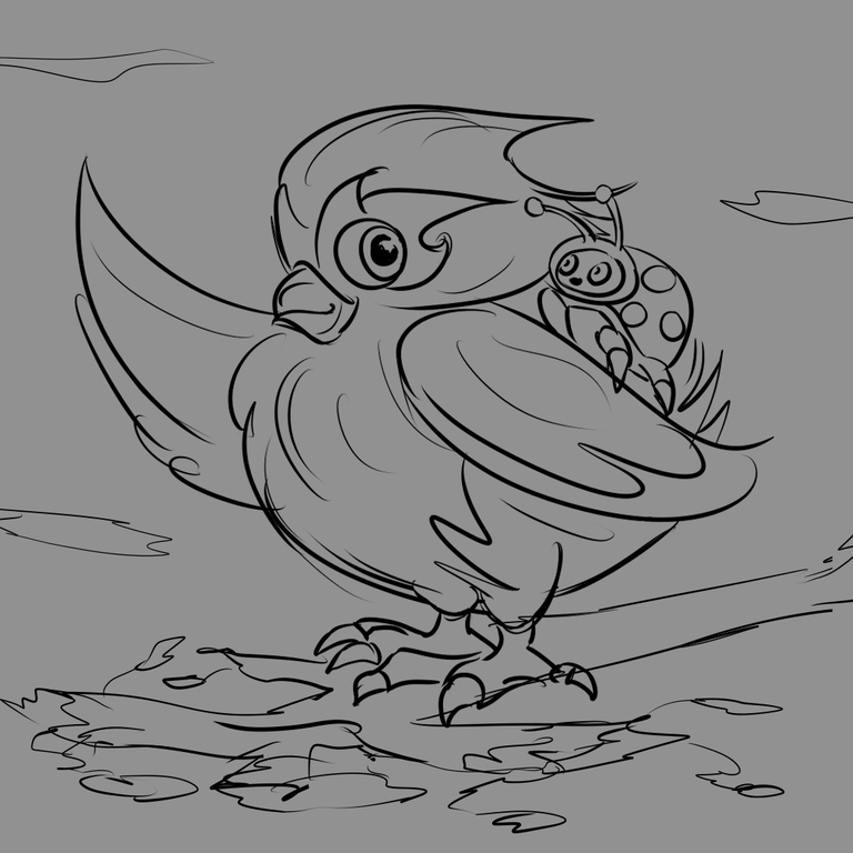 lineart de pajaro y mariquita.png