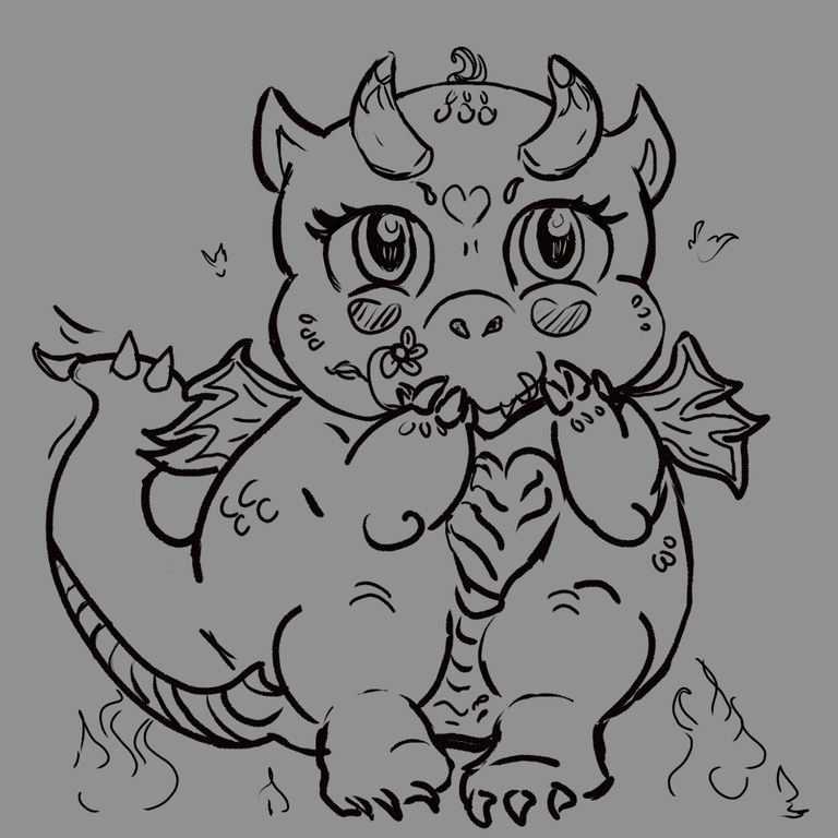 dragon fuego chibi lineart.png