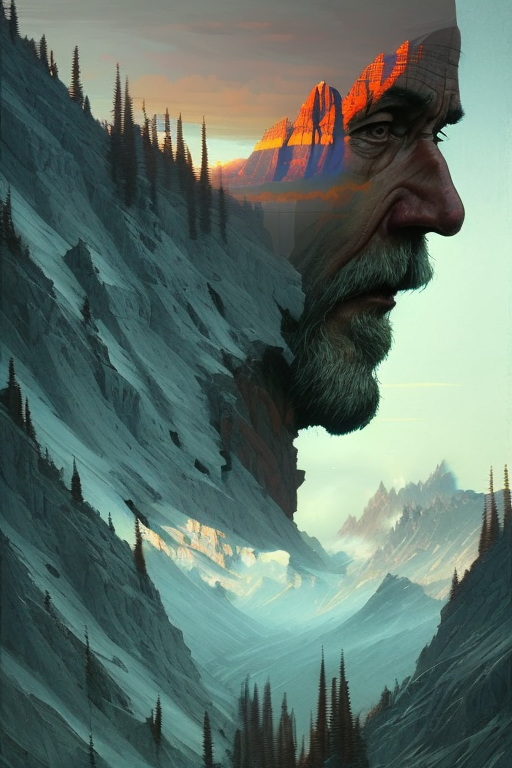 -exposure-effect--the-old-man-face-and--high-mountains-at-sunset-professional-ominous-concept-art-394439614.png