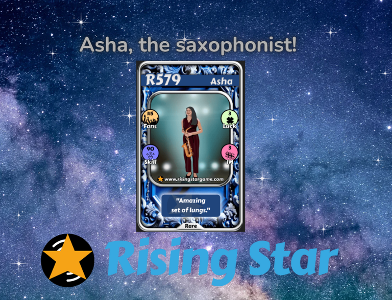 ⭐Asha, the saxophonist + Rising Star Opening Pack + Purchase of a unique card + Stats⭐