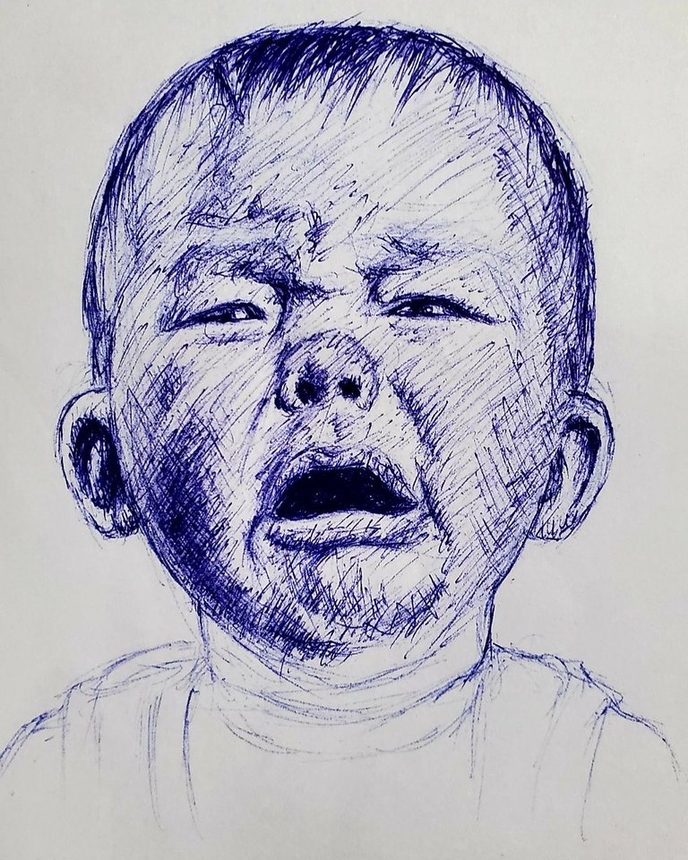 Drawing a baby crying sketch logo Royalty Free Vector Image
