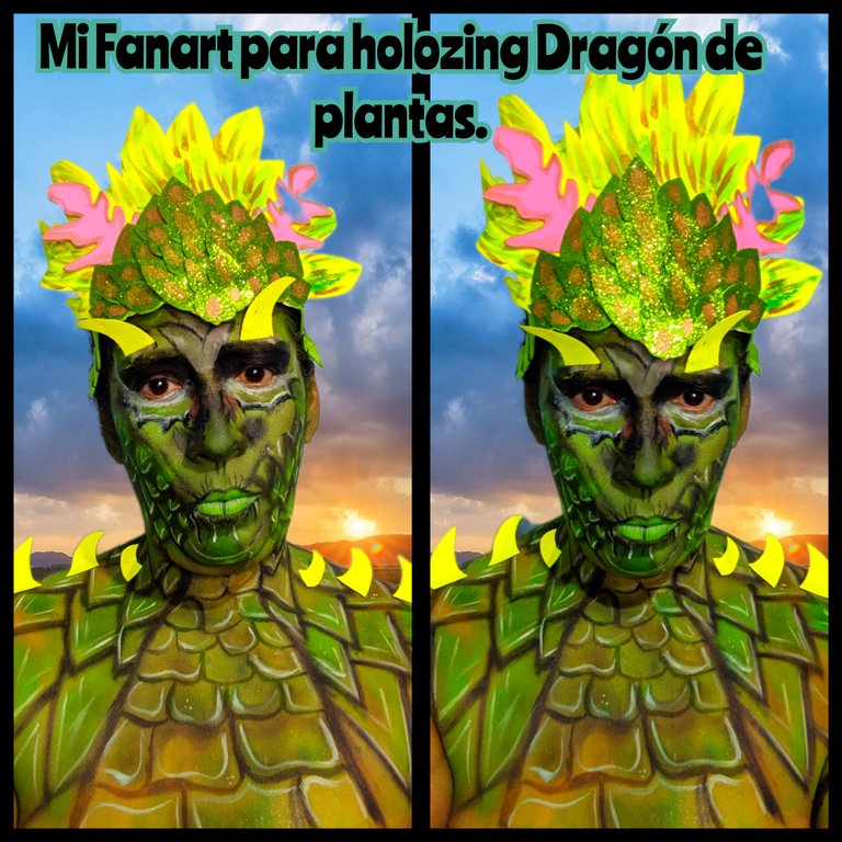 [Esp-Eng].- Mi Fanart para holozing trayendo a la vida al Dragón de plantas./My Fanart for holozing bringing the Plant Dragon to life.