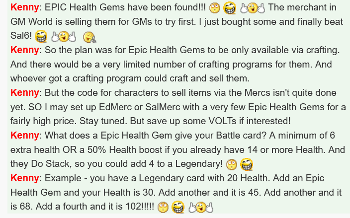 Epic Health Gems Announcement in Public Shoutbox