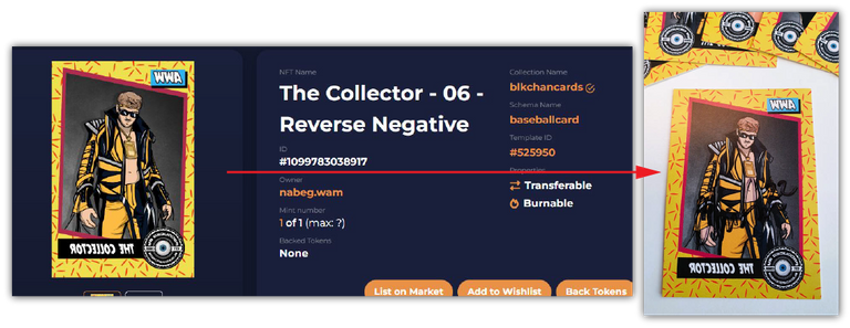 One of a kind, reverse negative "misprint" of 'The Collector'