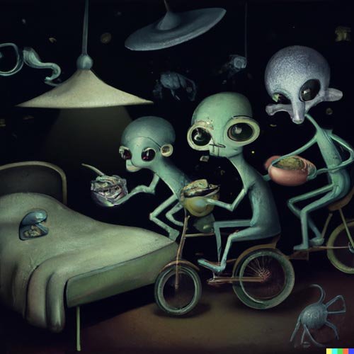 6-4 Aliens on Bicycles in my Bedroom eating Pudding... xD