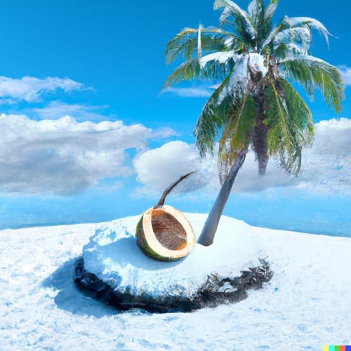 6-2 Frozen Tropical Island with a Palm and a Coconut