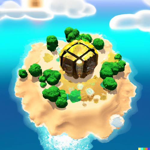 6-1 Voxel Island with a Golden Sphere in the Middle