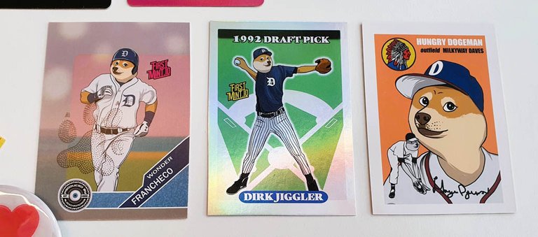 Three Doge Baseball-cards from their annual summer-series 'Summer of Doge'