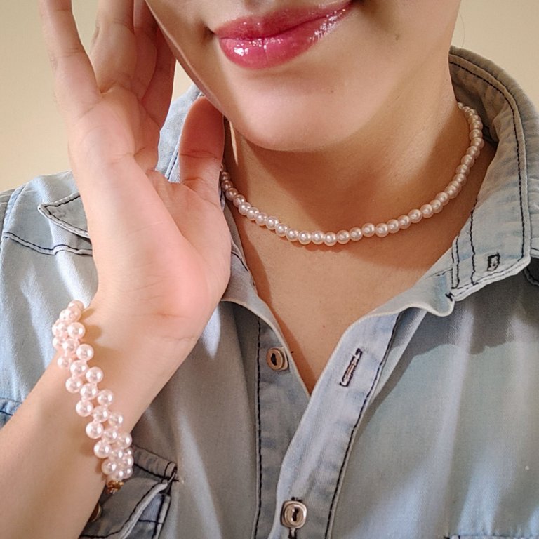  🇪🇸|🇺🇸 Set de pulsera y collar de perlas. || Set of bracelet and pearl necklace. 