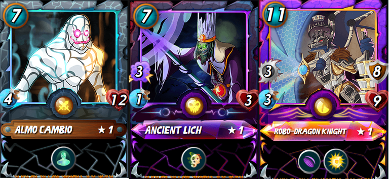 Almo Cambio: $32.99, Ancient Lich: $30.00, Robo-Dragon Knight: $35.50