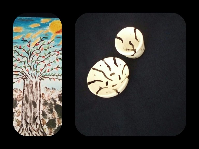 Sunny Tree with two little pieces of pottery