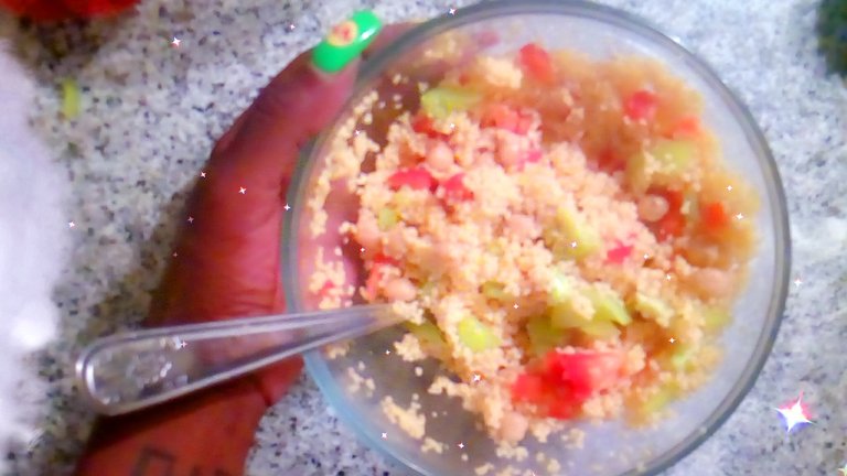 Tabbouleh - Cuscus with green and red peppers 