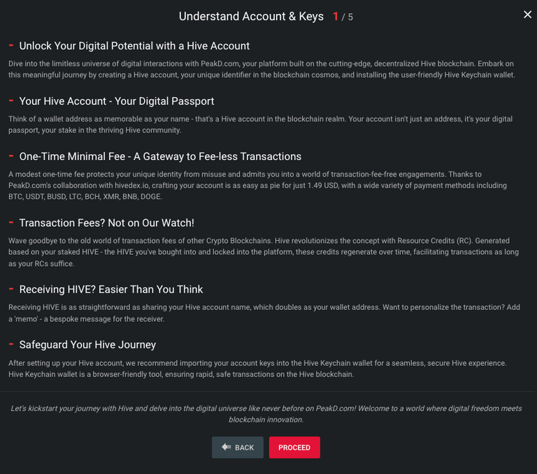 HiveDex.io create account interface