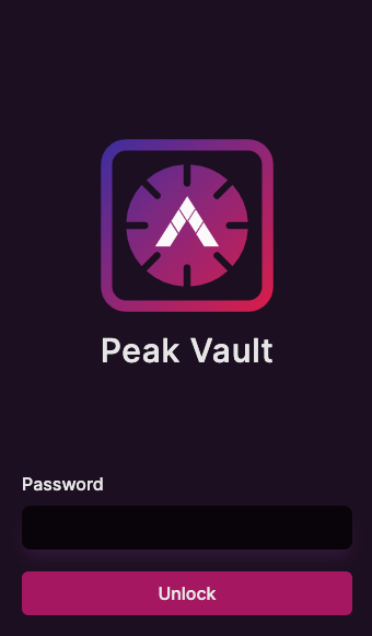 Login page to access your Peak vault