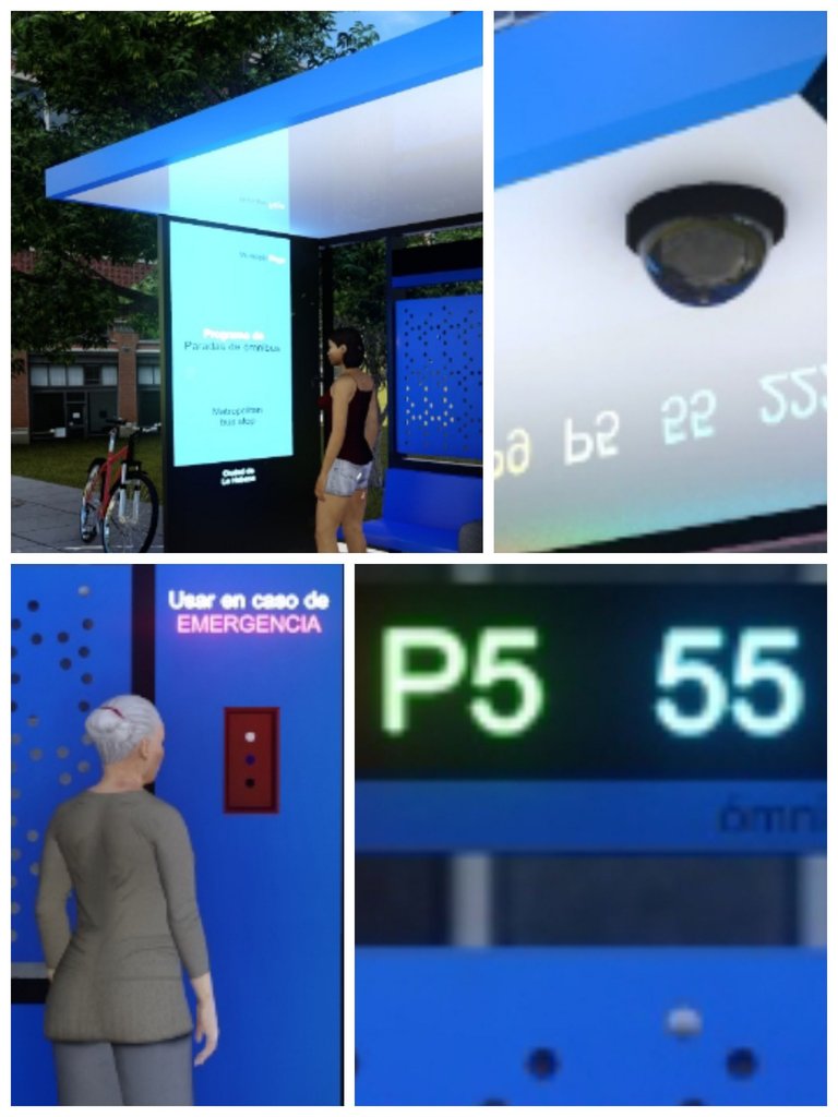camera CCTV, screen, emergency station, typography