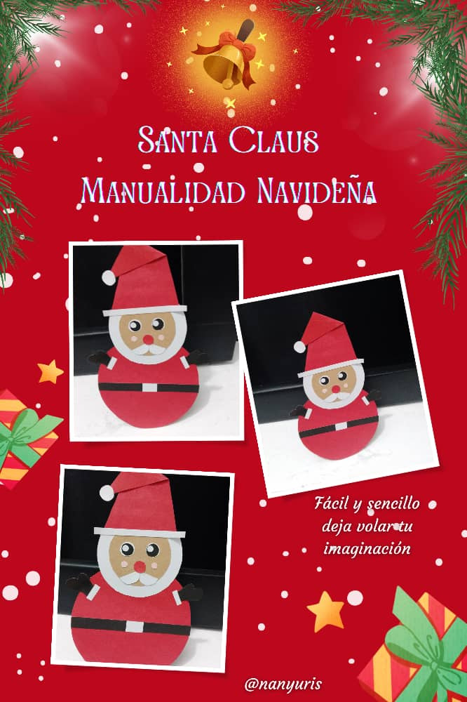 Manualidad Navideña: Santa Claus elaborado con cartulina de construcción // Christmas Craft: Santa Claus made with construction paper