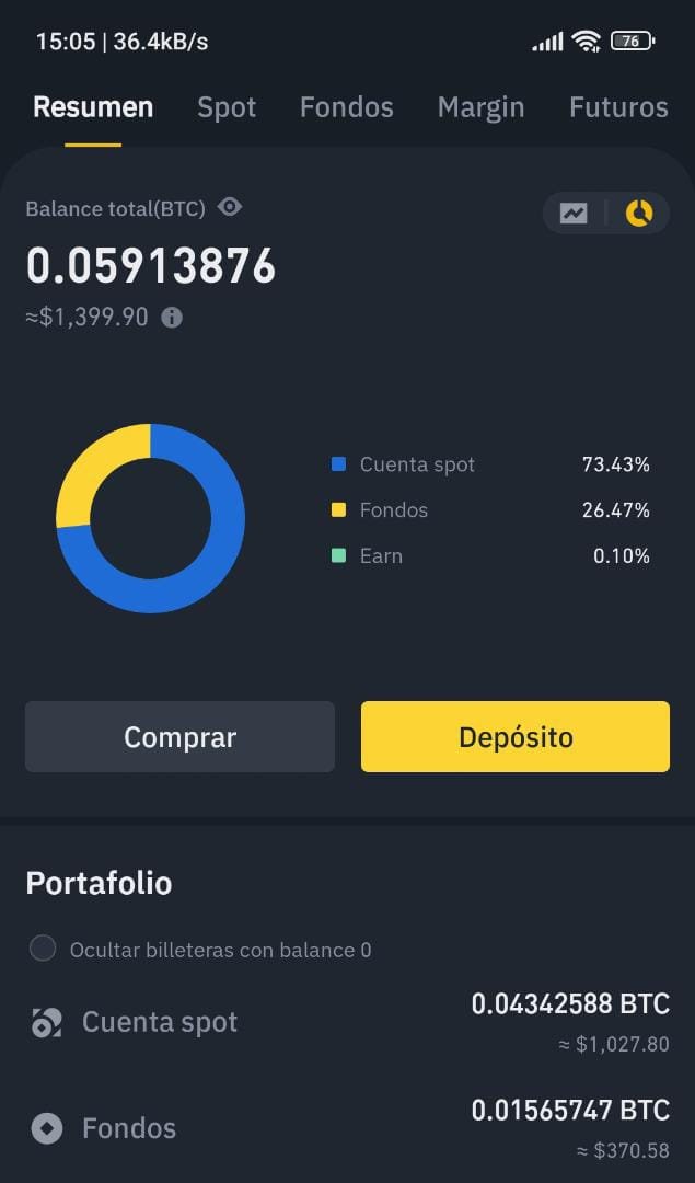 Balance Portafolio Binance