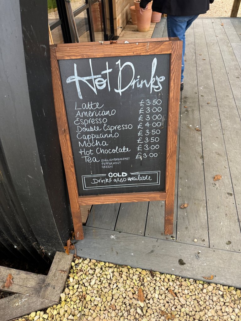 Hot drinks menu