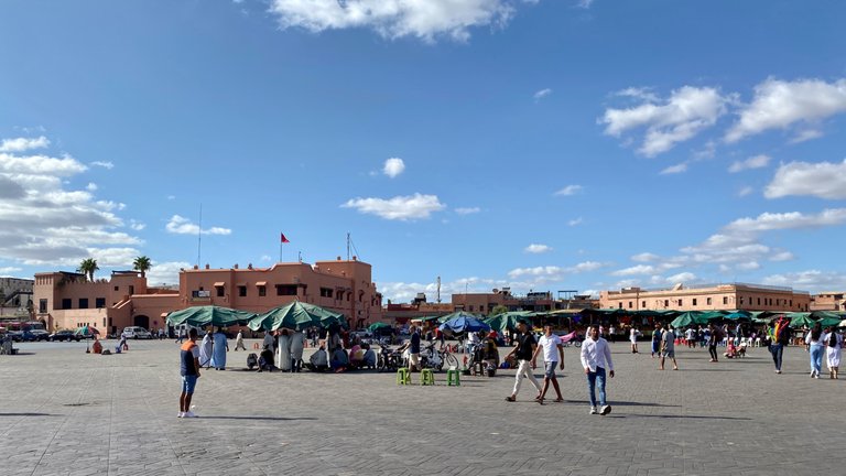 Snake charmers in the distance -Jemaa el-Fna square