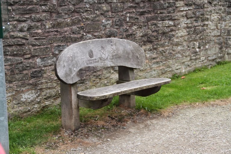 These benches are around the castle along the path.
