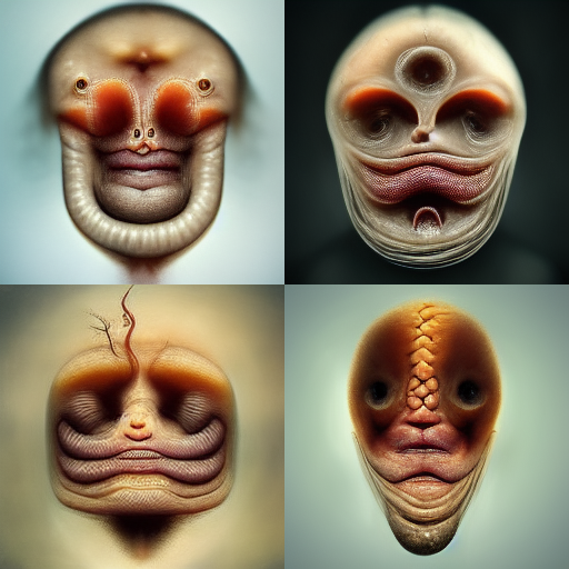 Prompt: what a human face looks like to a worm.