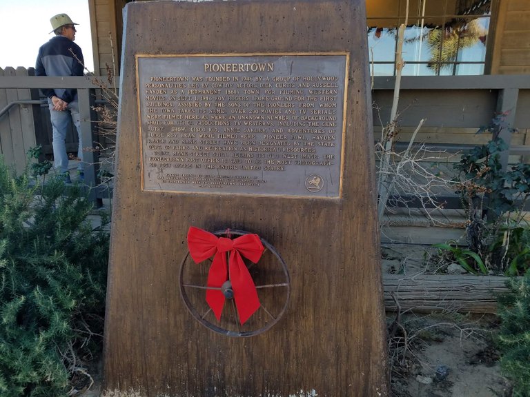 A plaque with info on the town