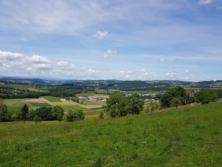 Vue sur la campagne entre Puidoux et Palézieux depuis Grange