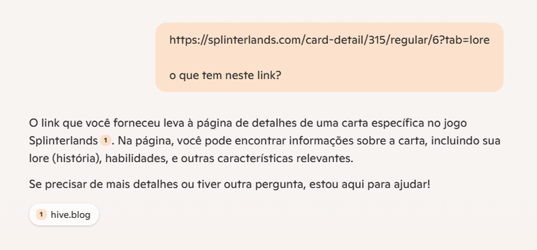 O link que você forneceu leva à página de detalhes de uma carta específica no jogo Splinterlands. Na página, você pode encontrar informações sobre a carta, incluindo sua lore (história), habilidades, e outras características relevantes.
Se precisar de mais detalhes ou tiver outra pergunta, estou aqui para ajudar!