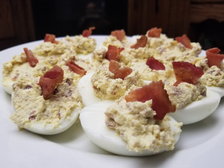 Carnivore Bacon Deviled Eggs I made to take to a dinner party so I would have a carnivore side...lol