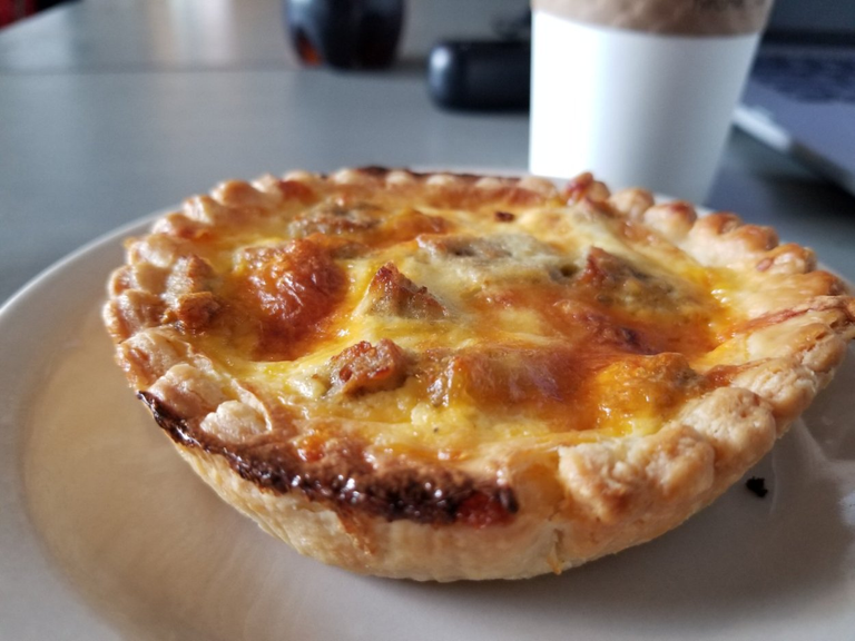 Sausage-Cheddar Quiche- I leave the crust..lol