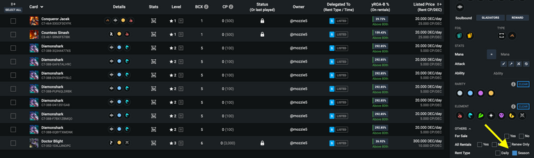 Rent Type filters on collection page