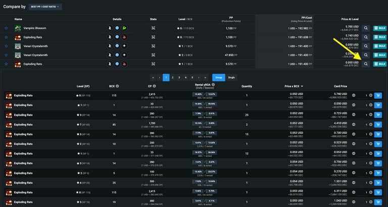 Checking market listings from Compare page