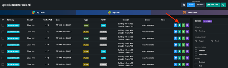 Lock icon in your Land Management page