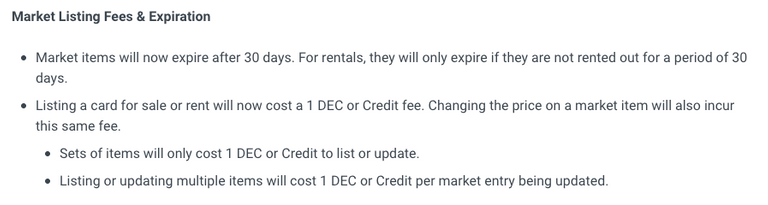 Market listing fees & expiration update from Splinterlands