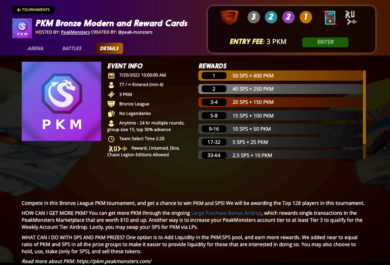 PKM Bronze Modern and Reward Cards tournament