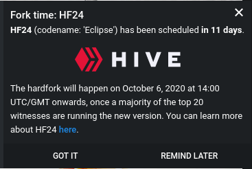 Upcoming HF notification