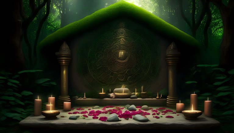 3- altar-with-stones-and-wood--It-was-beautiful--painted-jungle-green-and-had-golden-detail.png