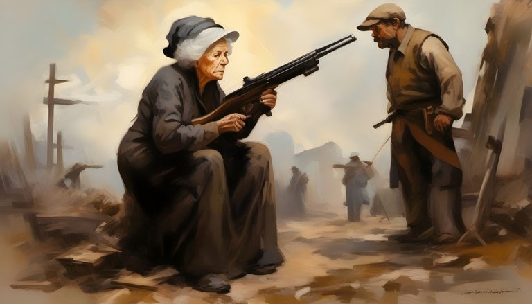 7 - an-old-woman-stands-with-a-gun-pointed-at-a-man-on-her-knees-.png