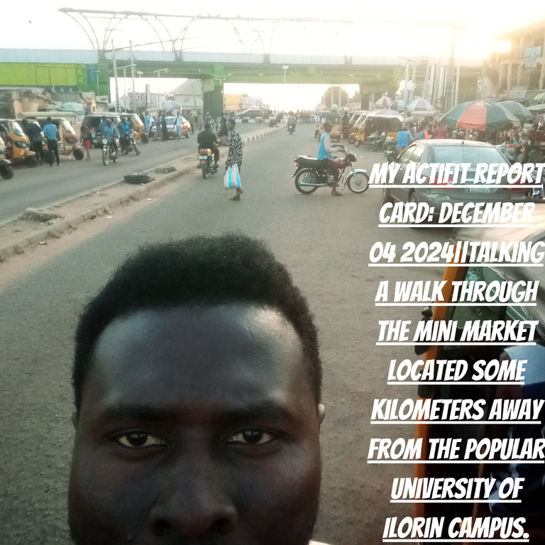 My Actifit Report Card: December 04 2024||Talking a walk through the mini market located some kilometers away from the popular University of Ilorin campus.