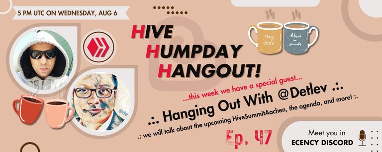 Hanging Out With @Detlev, Speaking About Hive Summit, Aachen .:. Hive Humpday Hangout Ep.47 (Wednesday, August 6th, 5 PM UTC)