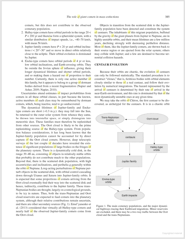 Sorry about the highlights, I have a disposition to the word "of" in context, I will explain that in a later post. This image clearly shows the cometary populations as they are called I was researching just out of curiosity, the 2020 film Greenland put me down this path originally if anyone cares.