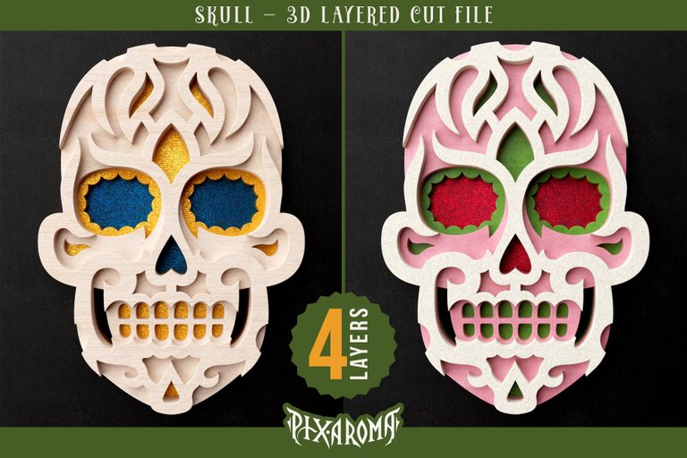 Sugar Skull 3D Layered Cut File Preview 7.jpg