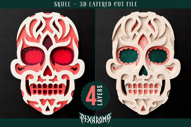Sugar Skull 3D Layered Cut File Preview 9.jpg