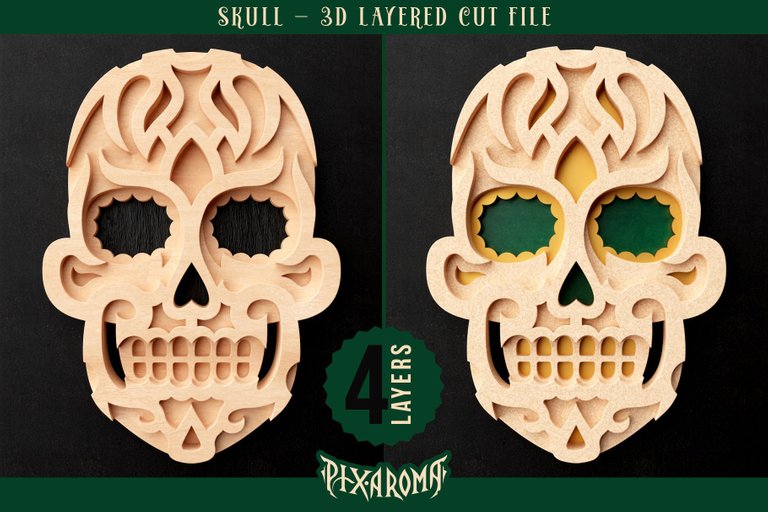 Sugar Skull 3D Layered Cut File Preview 3.jpg