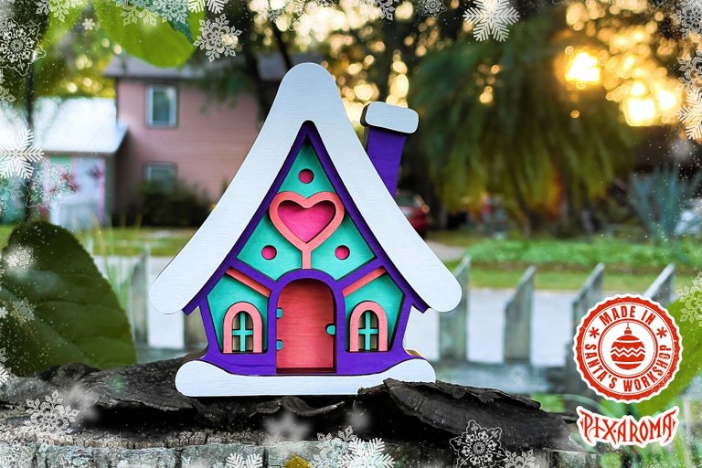 1 Cute Christmas House - 3D Layered Cut File V6 Preview 9.jpg