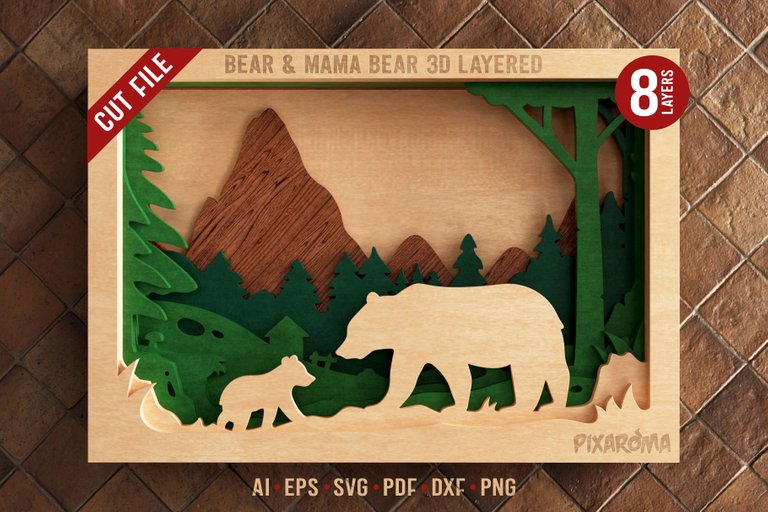 1 Bear 3D Layered SVG Cut File Preview 1.jpg