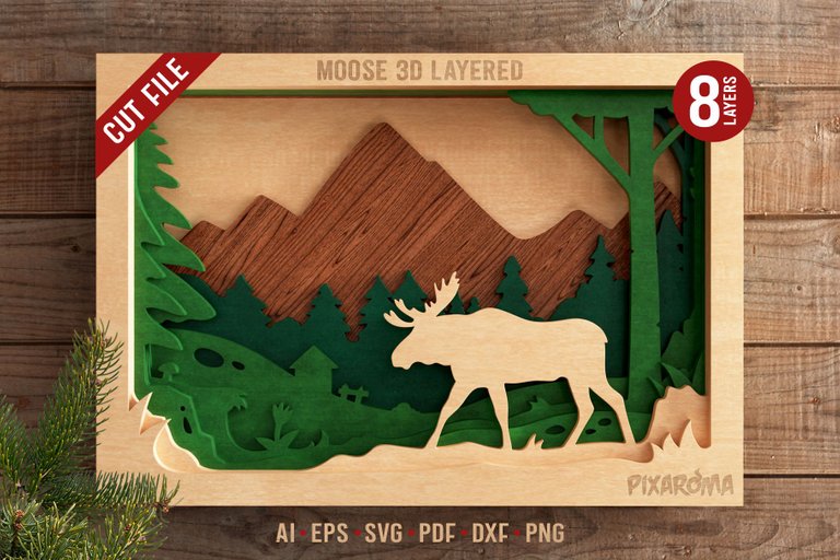 1 Moose 3D Layered SVG Cut File Preview 1.jpg