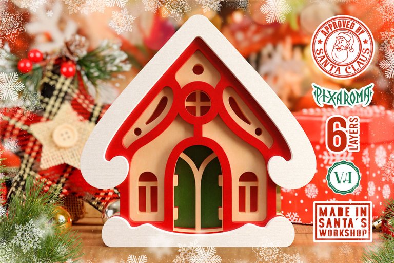 2 Cute Christmas House - 3D Layered Cut File V4 Preview 2.jpg
