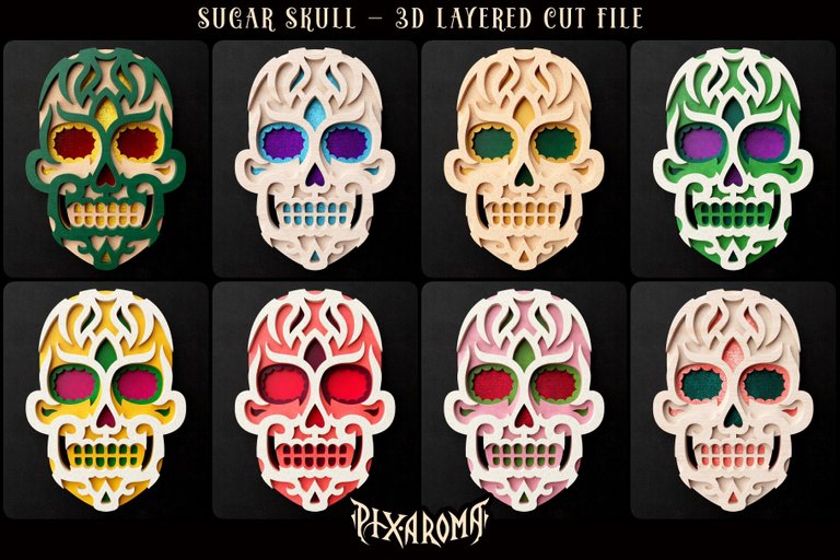 Sugar Skull 3D Layered Cut File Preview 2.jpg